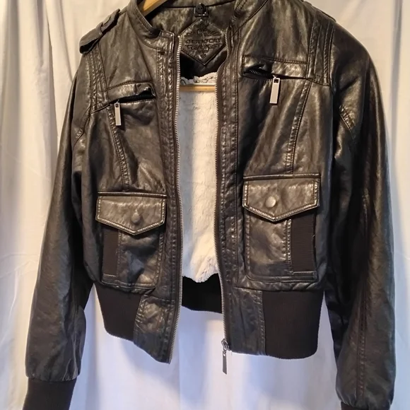 Juniors faux leather biker jacket bomber jacket - Picture 10 of 10